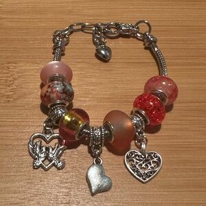 European Style Charm Bracelet Red/Orange 6 inch to 7.5 inch Wrist